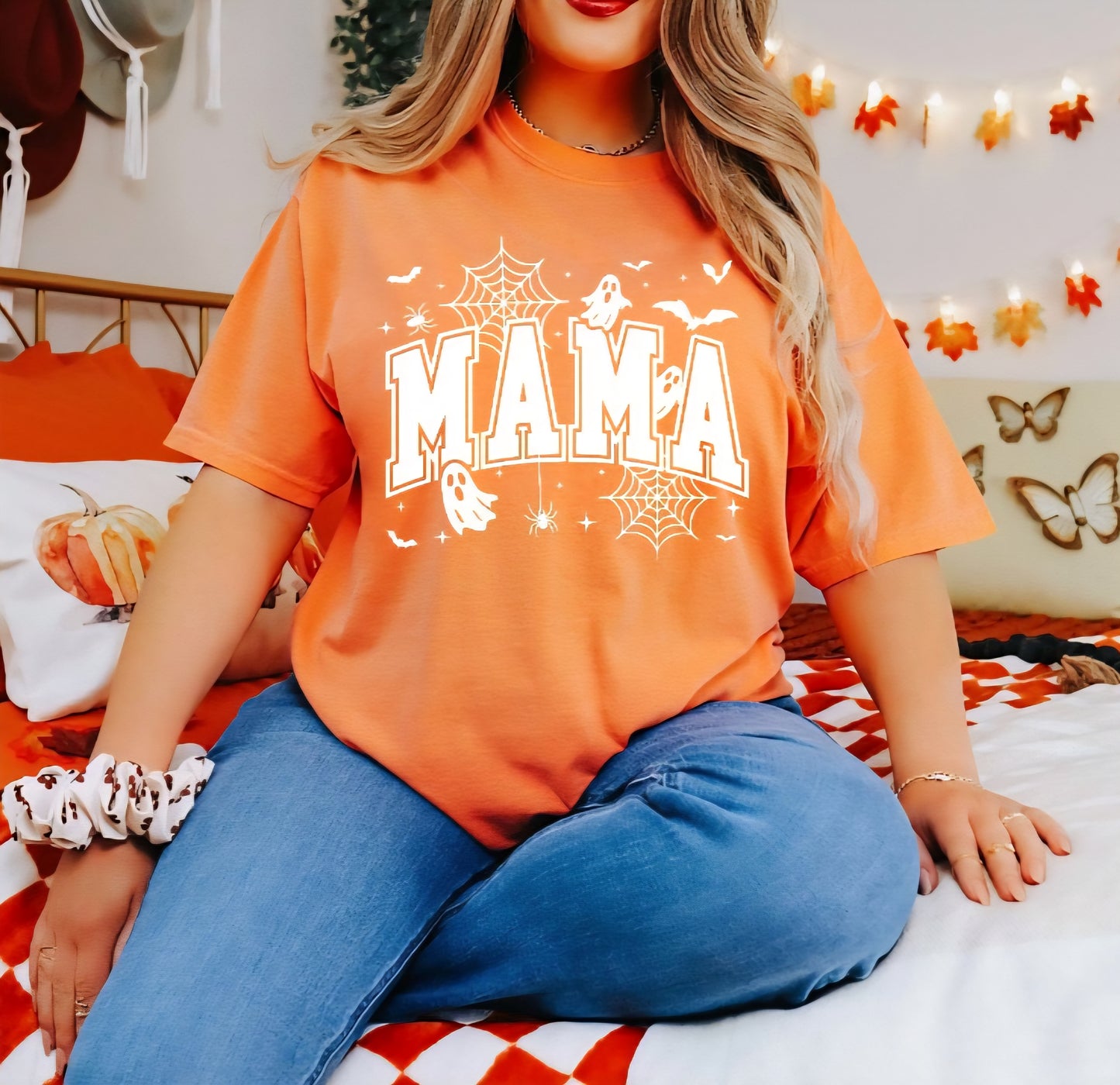 Mama Halloween Ghost T-shirt White Print
