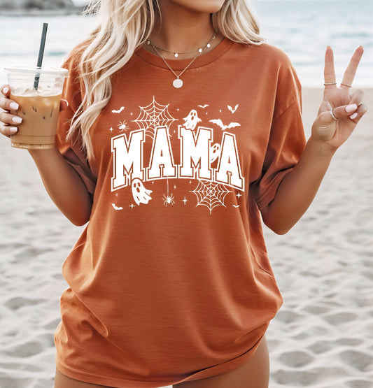 Mama Halloween Ghost T-shirt White Print