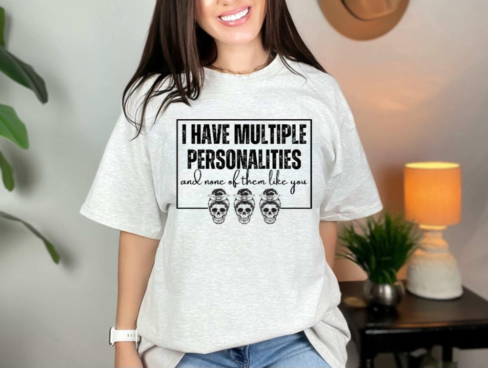 Multiple personalities gray sweatshirt/tshirt