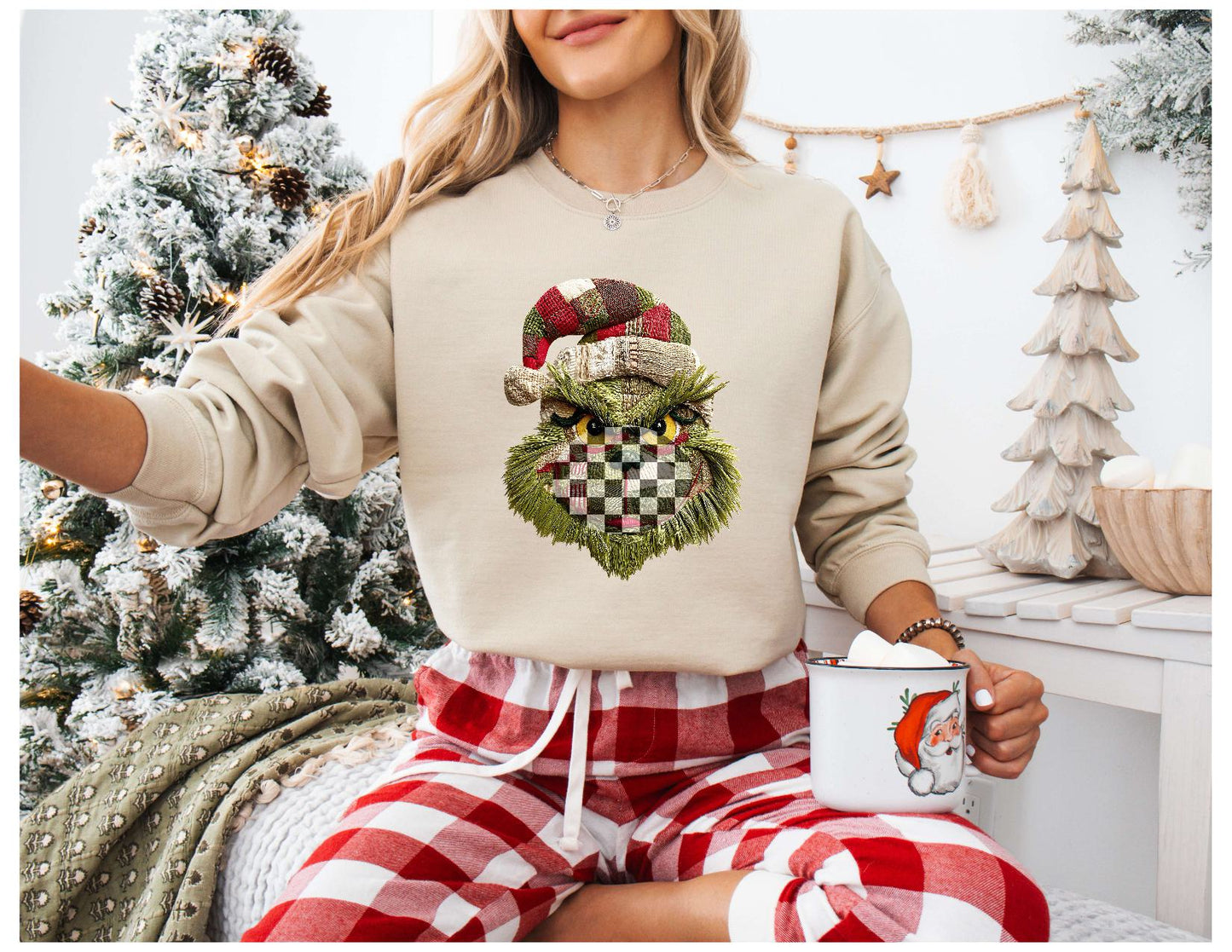 Patchwork Sweatshirt – Gildan Crewneck in Sand & Ash Gray