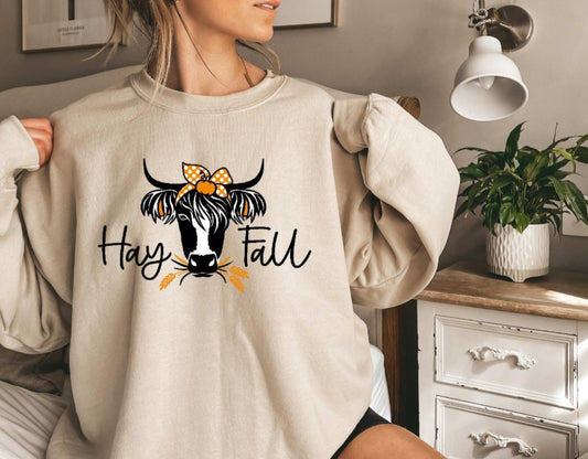 Hey fall cow sweatshirt